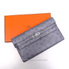 HERMES Gris Agate Ostrich Kelly Longue Wallet/ Clutch  *New
