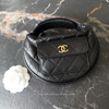 CHANEL 23B Black Caviar Mini Round Clutch
