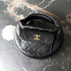 CHANEL 23B Black Caviar Mini Round Clutch