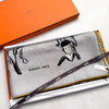 HERMES 2025 'Paddock' Cashmere/ Silk Shawl 140 Gris Etain *New HERMES 2025 'Paddock' Cashmere/ Silk Shawl 140 Gris Etain *New