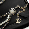 CHANEL 18K Interlaced Chain/ Leather & Pearl CC Belt *New