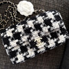 CHANEL 20S Logo Ribbon Houndstooth Tweed Mini LGHW
