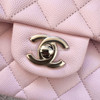 CHANEL 22S Rose Clair Caviar Small Classic Flap Lt Gold Hw *New