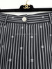 CHANEL 21S Runway CC Stripe Wide Leg Pants 38