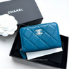 CHANEL VVIP Exclusive Blue Caviar Zip Coin Purse/ Card Holder *New
