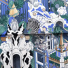 HERMES 'Animapolis'  Silk Twill 90 Scarf Bleu/ Gris/ Vieux Rose *New