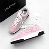 CHANEL Pink Suede CC Logo Sneakers 37 *New