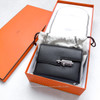 HERMES Verrou Chaine Mini Chèvre Noir PHW