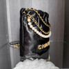 CHANEL 23S Black Calfskin Mini 22 with Pearls