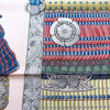 HERMES 'Parures de Samourais' Silk Twill 90 Scarf Rose Poudre/ Kaki/ Bleu Jean *New