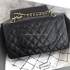 CHANEL Black Caviar Medium Classic Flap Gold Hw