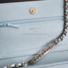 CHANEL 22P Lt Blue Caviar CC Logo Chain WOC LGHW *New