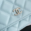 CHANEL 22P Lt Blue Caviar CC Logo Chain WOC LGHW *New