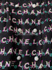 CHANEL 19P Logo Print Silk Midi Skirt 38