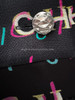 CHANEL 19P Logo Print Silk Midi Skirt 38