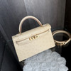 HERMES Mini Kelly II Ostrich Vanille GHW B