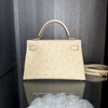 HERMES Mini Kelly II Ostrich Vanille GHW B