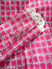 CHANEL 14S Runway Pink Tweed Belted Jacket Lace Trim
