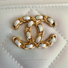 CHANEL Iridescent White Calfskin CC Card Holder