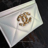 CHANEL Iridescent White Calfskin CC Card Holder