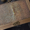CHANEL Iridescent Gold Galuchat Stingray Boy WOC Wallet on Chain *New
