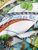 HERMES 'Plumes en Fete' Silk Twill 90 Scarf Blanc/ Turquoise  *New