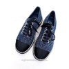 CHANEL Camelia Denim Lace Up Shoes Pearl Details 35 *New
