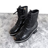 CHANEL Lace Up Combat Boots 36 Black/ White *New