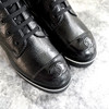 CHANEL Lace Up Combat Boots 36 Black/ White *New