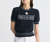 DIOR Logo Short Sleeve Sweater 36 Navy Blue *New