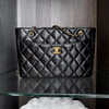 CHANEL 24K Small Tote Black Lambskin Gold Hw