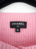CHANEL 19C Cotton Cardigan CC Pearl Buttons 36 Pink