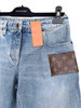 LOUIS VUITTON Wide Leg Jeans Monogram Patch 38 *New