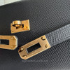 HERMES Kelly Depliant Wallet Noir Epsom GHW