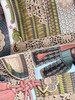 HERMES 'Parures de Samourais' Silk Twill 90 Scarf Bleu Ciel/ Vert/ Marron *New