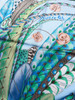HERMES 'Plumes en Fete' Silk Twill 90 Scarf Ciel/ Vert/ Brun  *New