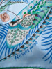 HERMES 'Plumes en Fete' Silk Twill 90 Scarf Ciel/ Vert/ Brun  *New