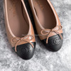 CHANEL Ballet Flats 35.5 Dk Beige/Black *New