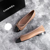 CHANEL Ballet Flats 35.5 Dk Beige/Black *New