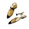 CHANEL 20A Mary Jane Bow Flat Gold/ Black 35.5 *New