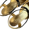 CHANEL 20A Mary Jane Bow Flat Gold/ Black 35.5 *New