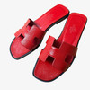 HERMES Oran Flat Sandals 35.5 Red *New