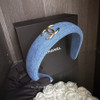 CHANEL 25P CC Logo Denim Headband *New