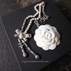 CHANEL 23K Bow Necklace Crystals & Pearls *New