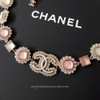 CHANEL 21K Pink Crystal CC Necklace with Pearls *New
