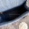 CHANEL Denim Pearl Crush Square Mini GHW *New