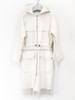 HERMES Cashmere Coat Leather & Fringe Details 34 Blanc Casse