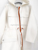 HERMES Cashmere Coat Leather & Fringe Details 34 Blanc Casse