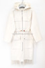 HERMES Cashmere Coat Leather & Fringe Details 34 Blanc Casse