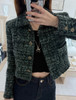 CHANEL 18K Runway Tweed Jacket 34 Green/ Black Ecru *New
